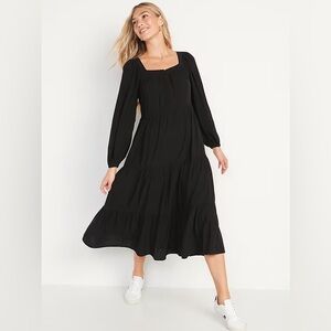 Old Navy Long-Sleeve Button-Down Tiered Maxi Swing Dress